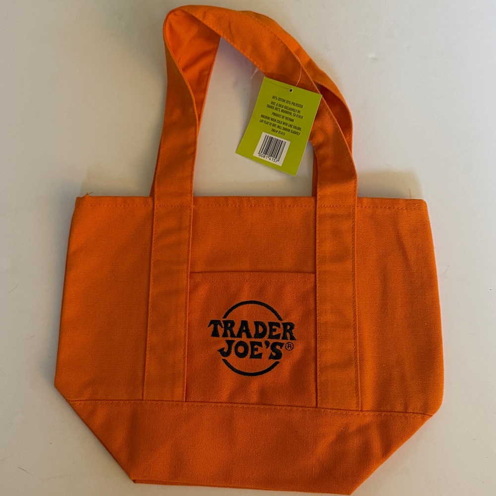 Trader Joe's Orange Canvasmini  Tote Bag Halloween new with tags